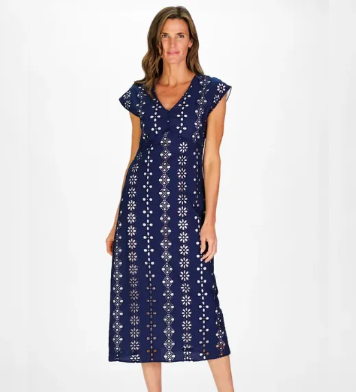 Eloise Dress in Navy Garden Eyelet